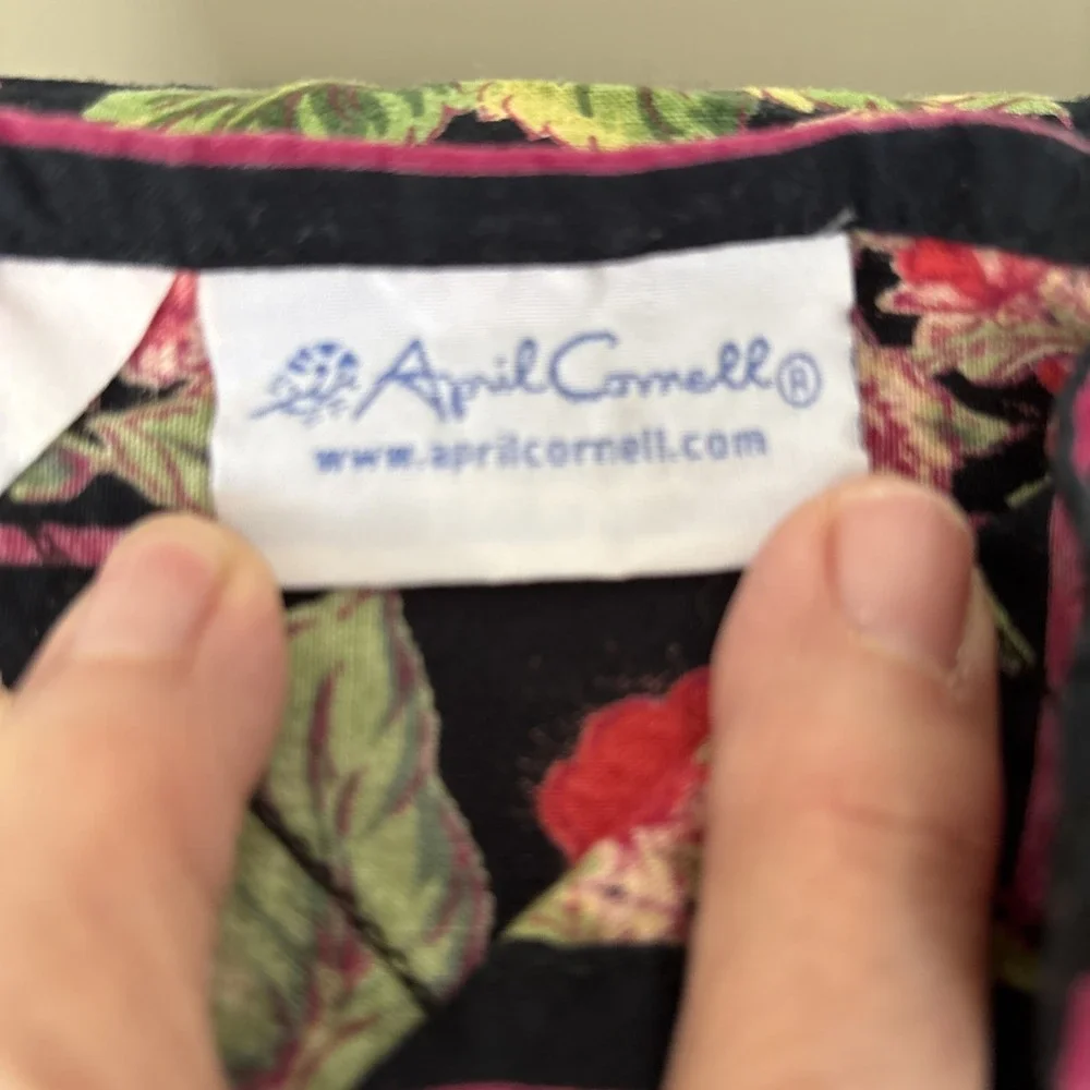 April‎ Cornell Black Floral Long Cotton Tablecloth 60x84